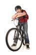 bicyclist on white.