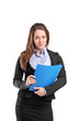 Portrait of a young businesswoman holding documents Portrait of a young businesswoman holding documents