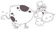 Outlined  Cow Wearing A Hat And Chewing On A Clover