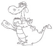 Outlined Dragon Leprechaun Holding A Mace And Pot Of Gold