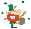 Leprechaun Holding Up His Middle Finger Of A Pot Of Gold
