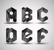 Trendy Black Fractal Geometric Alphabet.