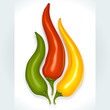 Hot chili pepper in the shape of fire sign Hot chili pepper in the shape of fire sign