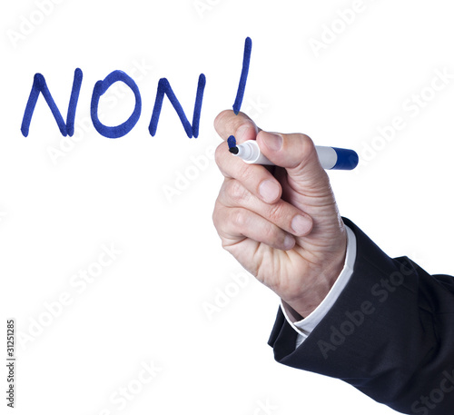 Photo: NON! écrit lors d'une présentation NON! écrit lors d'une présentation