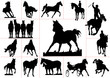 Fifteen horse silhouettes. Vector illustration Fifteen horse silhouettes. Vector illustration