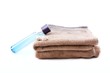 Freesh broun towels on white background