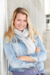 Portrait of beautiful modern woman in town