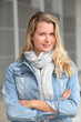 Portrait of beautiful modern woman in town