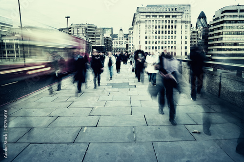 Photo: Morning commuters in London. Morning commuters in London.