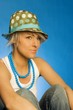 Woman Wearing Polka Dot Hat