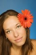 Brunette Model With Gerbera Daisy