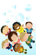 Children playing bubbles