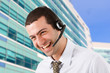 Happy phone operator