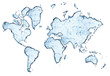 world map from water splashes