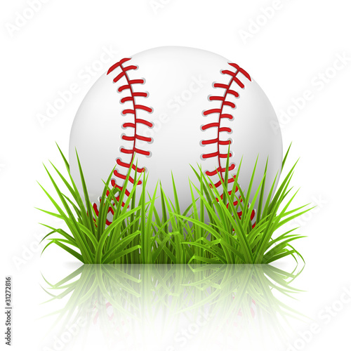 Vector: Baseball on grass Baseball on grass