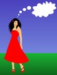 Young beautiful woman thinking, callout
