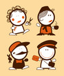 Set of profession funny peoples icons.