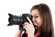 Junge Fotografin beim Fotografieren
