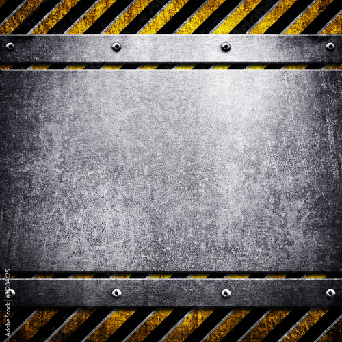 Illustration: metal template with warning stripe metal template with warning stripe