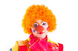 girl clown in colorful costume