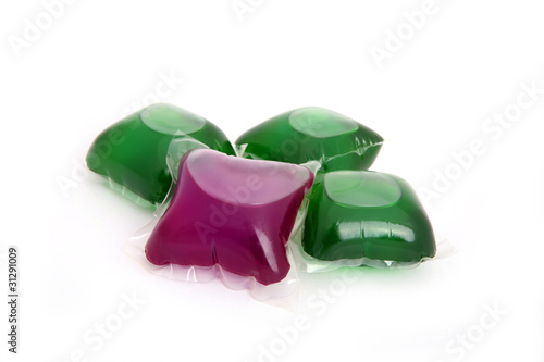 Photo: Gel capsules with laundry detergent Gel capsules with laundry detergent