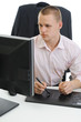young designer does the work on your computer.