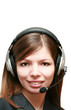 business woman talking on headset business woman talking on headset