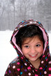 child smiling in the snow