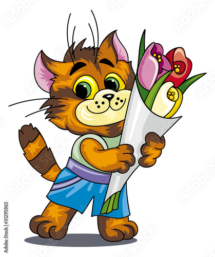 Vector: cat with a bunch of flowers cat with a bunch of flowers