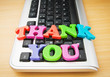 Thank you message on the keyboard