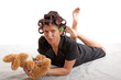 housewife with plaything