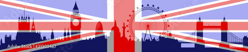 Vector: London skyline with flag - vector London skyline with flag - vector