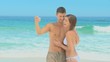 Couple taking  photos of  themselves