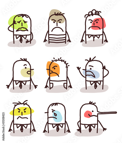Vector: set of male avatars - bad moods set of male avatars - bad moods