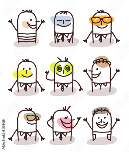 Vector: set of male avatars - good moods set of male avatars - good moods