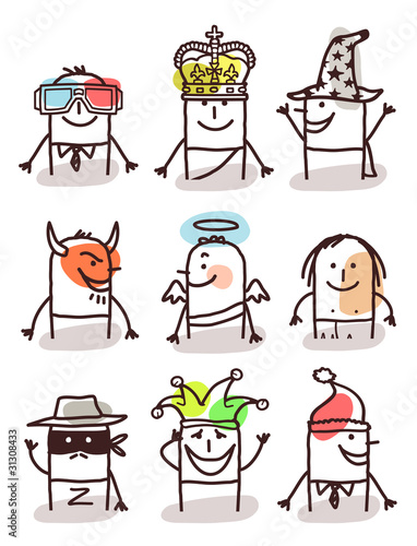 Vektor: set of male avatars - with accessories set of male avatars - with accessories