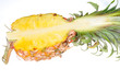 Sectional View Of A Ripe Pineapple On White Background