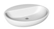 Egg-shapped and shallow washbasin or sink