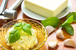 Fresh homemade garlic butter with basil