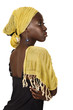 serious South African woman with yellow scarf. serious South African woman with yellow scarf.
