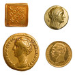 4 different genuine antique gold coins.