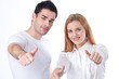 Photo: two colleagues with thumbs-up two colleagues with thumbs-up