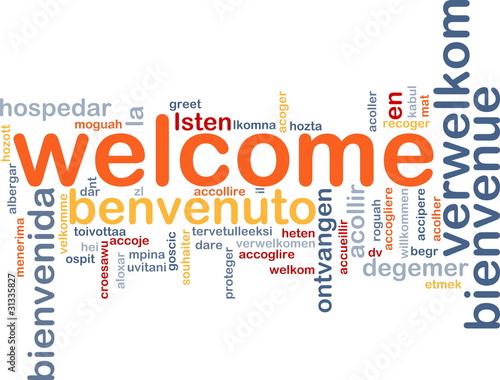 Illustration: Welcome languages background concept Welcome languages background concept