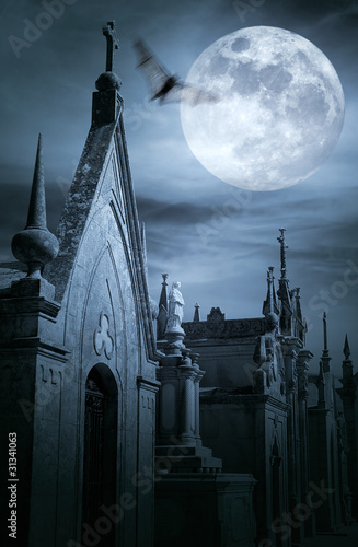 Photo: Cemetery at night Cemetery at night