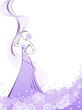 woman in a long purple flower dress