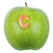 Fresh green apple with C on it