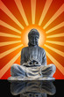 Photo: Sitting Full Body Bronze Buddha with Sun Rays Sitting Full Body Bronze Buddha with Sun Rays