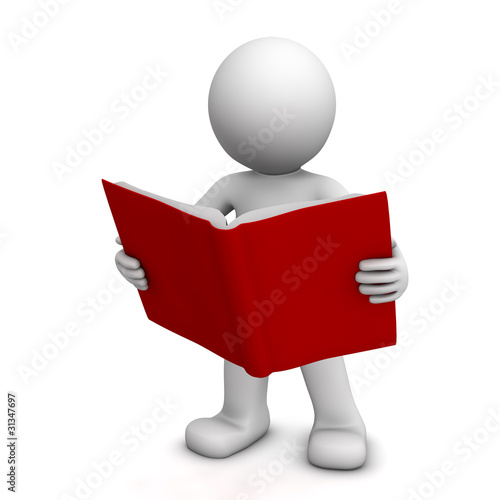 Illustration: 3D character reading book 3D character reading book