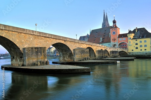 Photo: Old stone bridge at Regensburg, Germany Old stone bridge at Regensburg, Germany