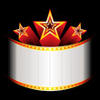 Three stars over neon with place for text